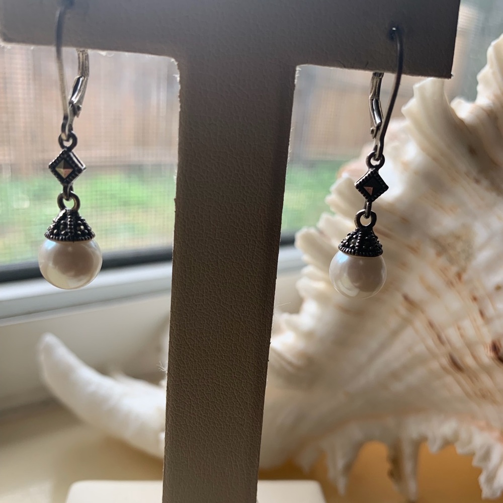Sterling Silver pearl drop earrings